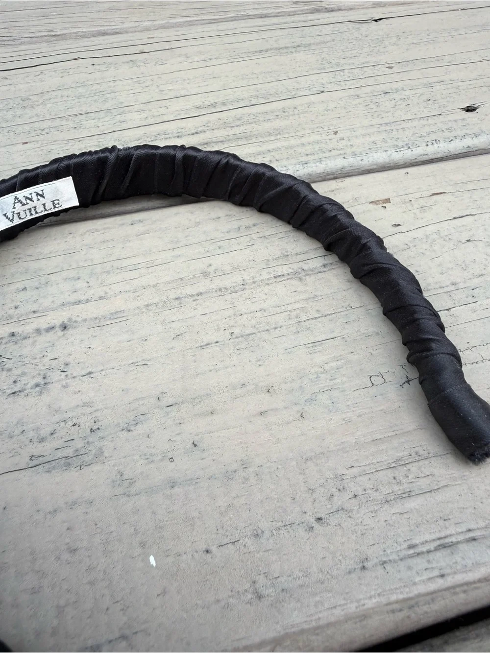 Ann Vuille Black Wrapped Satin-Textured Padded Headband